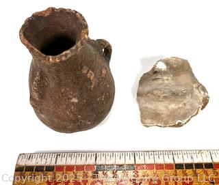 Two (2) Pre-Columbian Pottery Artifacts, Including Vase and Partial Face Decoration