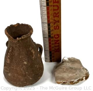 Two (2) Pre-Columbian Pottery Artifacts, Including Vase and Partial Face Decoration