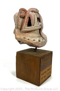Pre-Columbian Molded Terracotta Fanged Effigy, Tumaco Culture c 500BC-500AD