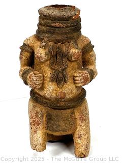Pre-Columbian Pottery Artifact of Figural Pitcher Base Missing Head. 