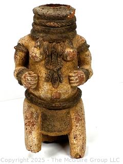 Pre-Columbian Pottery Artifact of Figural Pitcher Base Missing Head. 
