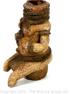 Pre-Columbian Pottery Artifact of Figural Pitcher Base Missing Head. 