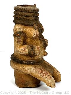 Pre-Columbian Pottery Artifact of Figural Pitcher Base Missing Head. 