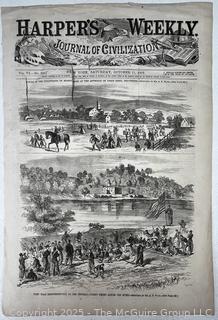 Front Page Only of Harper's Weekly, Saturday, October 11, 1862. Sharpsburg Evacuation, Some Damage