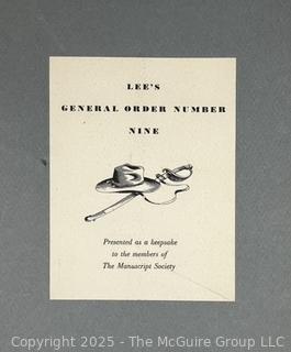 Lee's General Order Number Nine 9 Farewell to The Army of Northern Virginia, Printed as A Keepsake to the Members of the Manuscript Society in Folder