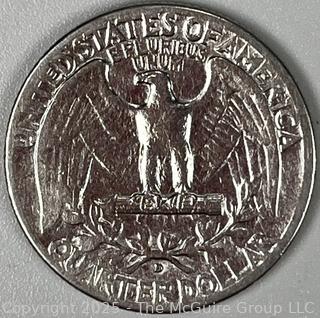 1935 (D) US Washington Head Quarter 25 Cent Silver Coin
