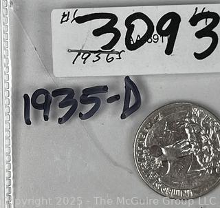 1935 (D) US Washington Head Quarter 25 Cent Silver Coin