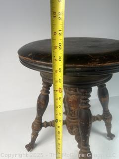 Victorian Adjustable Wood Piano Stool with Glass Ball Claw Feet