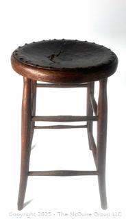 Leather Upholstered Stool. Damage to Leather as Shown