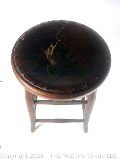Leather Upholstered Stool. Damage to Leather as Shown