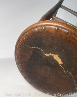 Leather Upholstered Stool. Damage to Leather as Shown