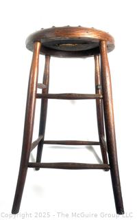 Leather Upholstered Stool. Damage to Leather as Shown