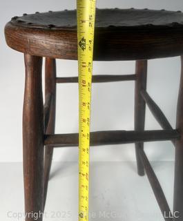 Leather Upholstered Stool. Damage to Leather as Shown