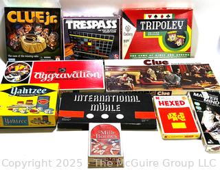 Group of Board Games Including Clue, Trespass, International Muhle, Etc.