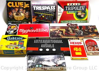 Group of Board Games Including Clue, Trespass, International Muhle, Etc.