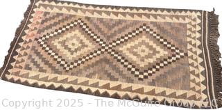 Brown Kilim Double Diamond Rug.  36" x 78"