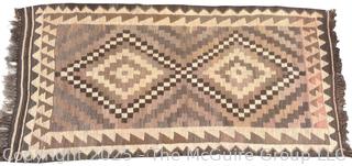 Brown Kilim Double Diamond Rug.  36" x 78"