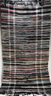 Cotton Rag Rug on Black Ground. 27" x  54"