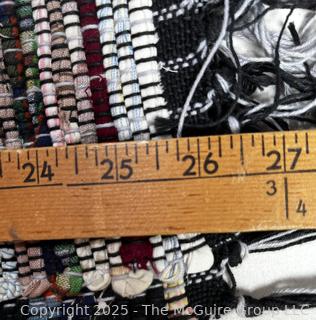 Cotton Rag Rug on Black Ground. 27" x  54"
