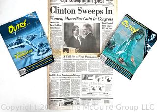 Washington Post - Clinton Wins Presidency and Filmfax Presents Outre Magazine #2 and #6. Unusual Film, Television & Retro Pop Culture