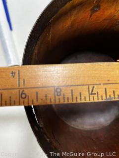Iron Banded Wood Bucket or Barrel.  Base Loose. 11" tall