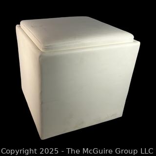 White Leather Ottoman with Storage