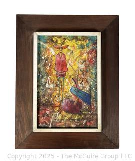 Framed Oil on Canvas of Family. 13" x 17"