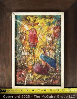 Framed Oil on Canvas of Family. 13" x 17"
