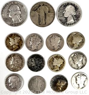 US Silver Coins with Various Dates and Denominations