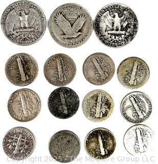 US Silver Coins with Various Dates and Denominations