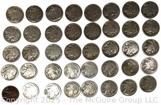 Forty (40) US Buffalo Nickel Coins with Various Dates