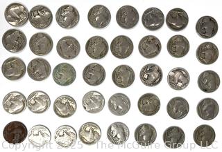 Forty (40) US Buffalo Nickel Coins with Various Dates