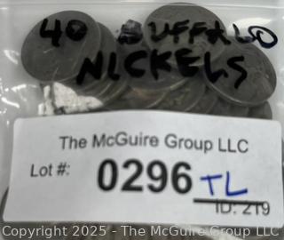 Forty (40) US Buffalo Nickel Coins with Various Dates