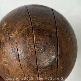 Pair of Victorian Wood Barbell Weights Dumbbells