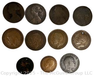 British Copper Coins with Various Dates and Denominations
