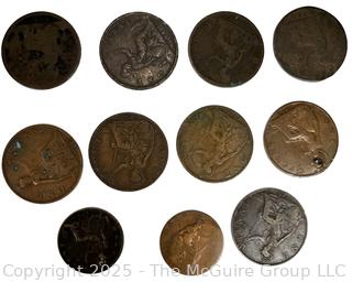 British Copper Coins with Various Dates and Denominations
