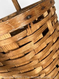 New England Primitive Antique Splint Ash Gathering Basket