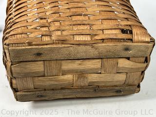 New England Primitive Antique Splint Ash Gathering Basket