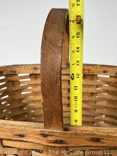 New England Primitive Antique Splint Ash Gathering Basket