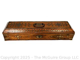 Brass Inlaid Wood Glove Box
