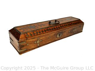 Brass Inlaid Wood Glove Box