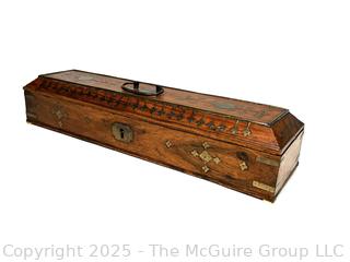 Brass Inlaid Wood Glove Box
