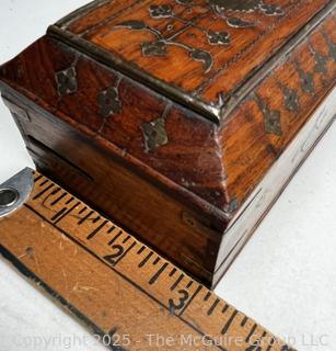 Brass Inlaid Wood Glove Box