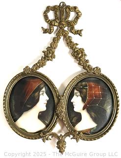 Three (3) Jewelry Caskets and Double Portrait Miniature Frame
