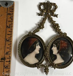 Three (3) Jewelry Caskets and Double Portrait Miniature Frame