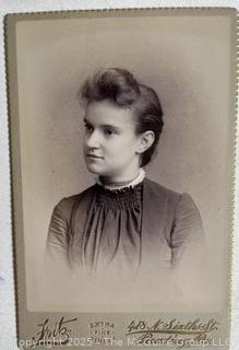 Ten (10) Cabinet Cards of Women and Children.