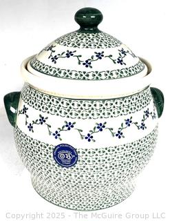 Bolesławiec Polish Pottery Sage Large Canister 