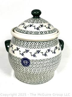 Bolesławiec Polish Pottery Sage Large Canister 