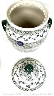Bolesławiec Polish Pottery Sage Large Canister 