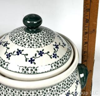 Bolesławiec Polish Pottery Sage Large Canister 